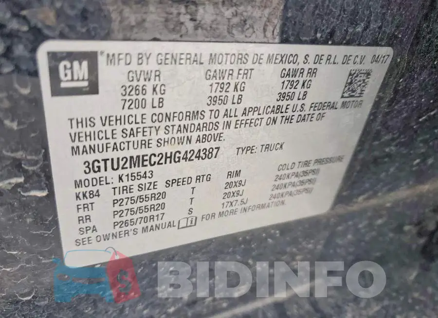 3GTU2MEC2HG424387 Photo# 12