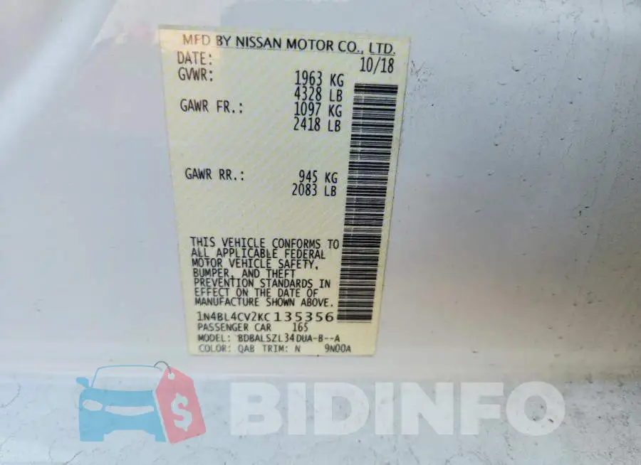 1N4BL4CV2KC135356 Photo# 12