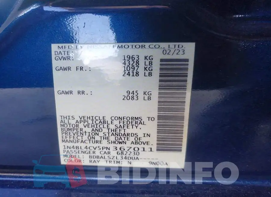 1N4BL4CV5PN367011 Photo# 12