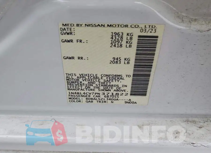 1N4BL4CV7PN371822 Photo# 13