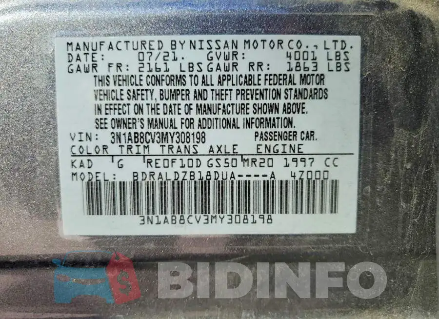 3N1AB8CV3MY308198 Photo# 12