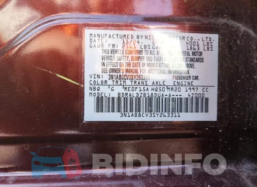 3N1AB8CV3SY263311 Photo# 12