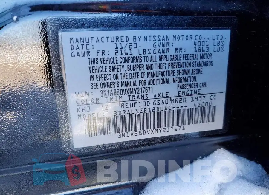 3N1AB8DVXMY217671 Photo# 12