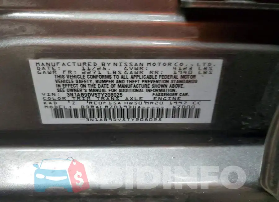 3N1AB9DV5TY208025 Photo# 13