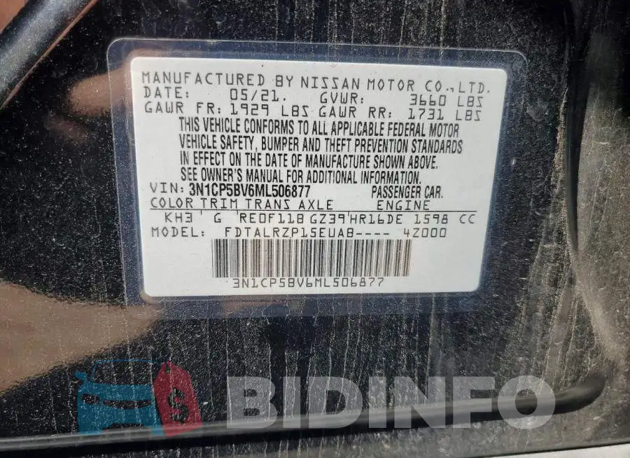 3N1CP5BV6ML506877 Photo# 13