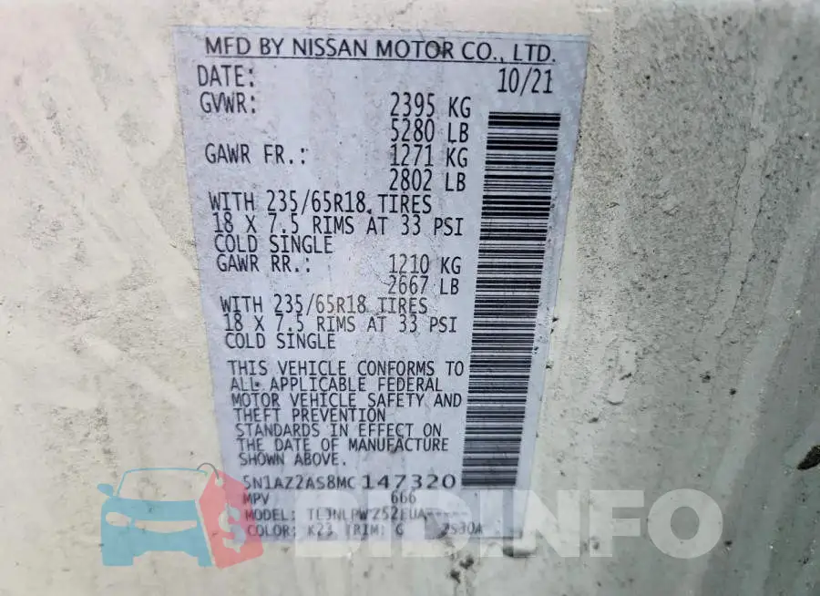 5N1AZ2AS8MC147320 Photo# 13