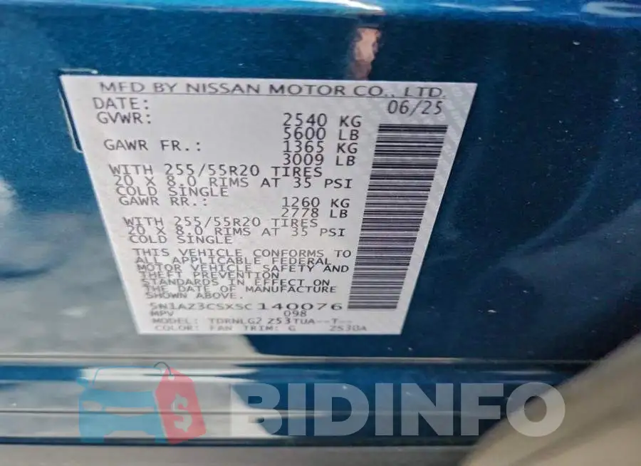 5N1AZ3CSXSC140076 Photo# 14