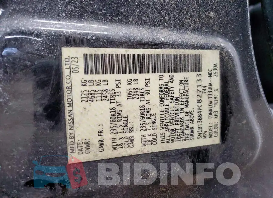 5N1BT3BB4PC827133 Photo# 12