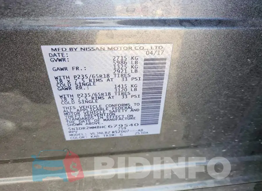 5N1DR2MM8HC679540 Photo# 12