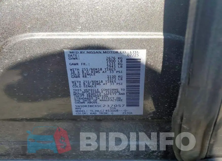 5N1DR3BCXSC237057 Photo# 13