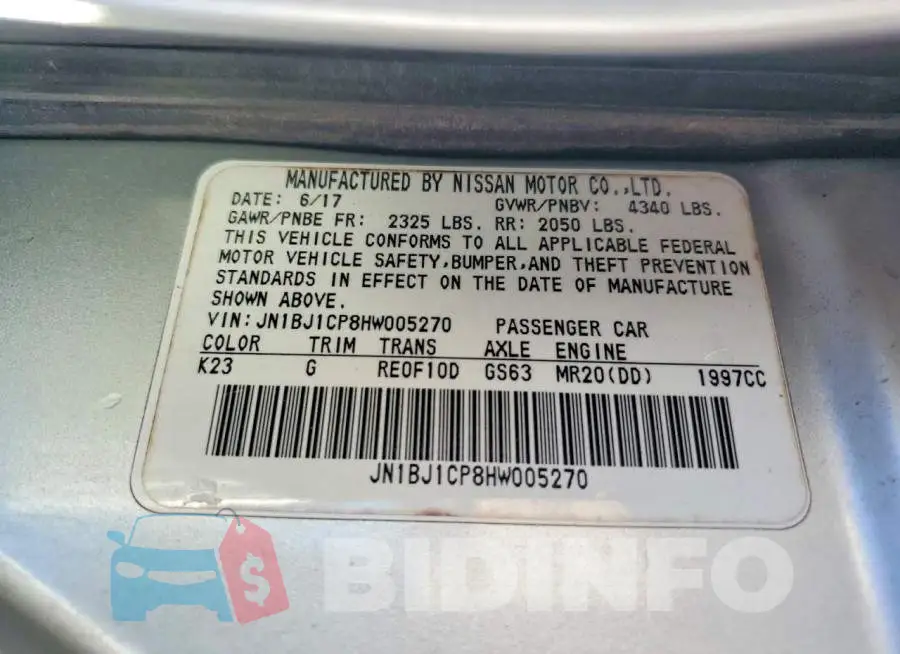 JN1BJ1CP8HW005270 Photo# 14