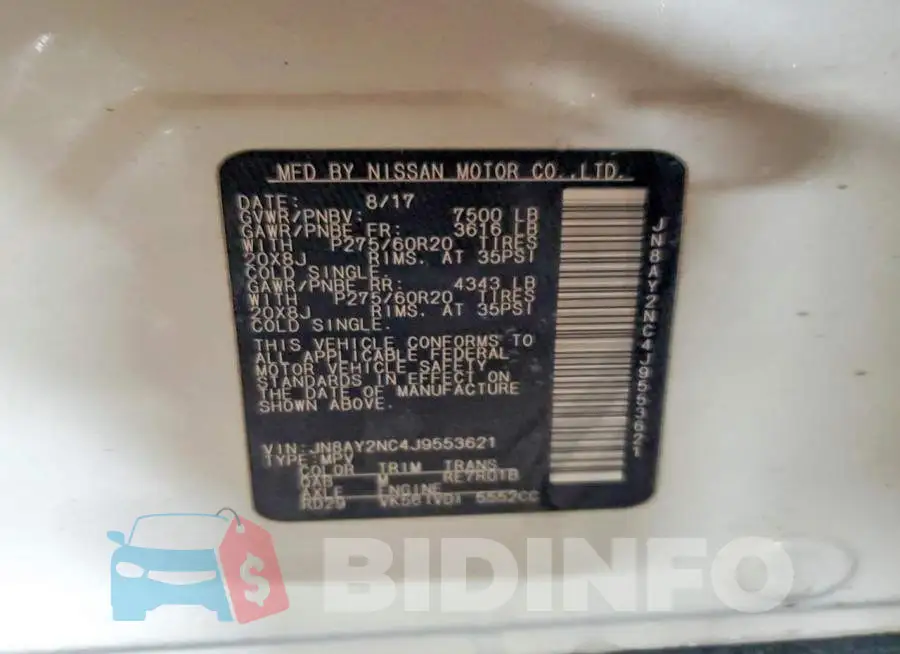 JN8AY2NC4J9553621 Photo# 13