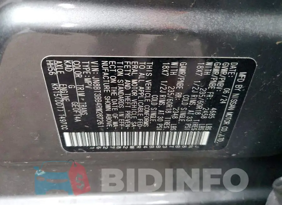 JN8BT3BB4RW287261 Photo# 14