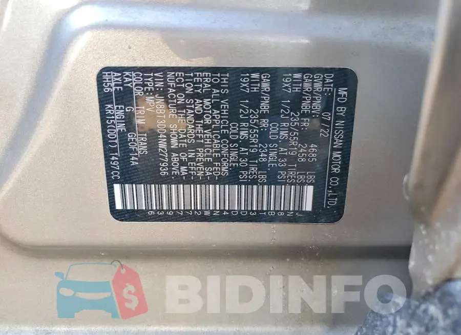 JN8BT3DD4NW277936 Photo# 12