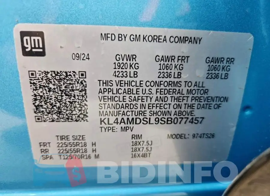 KL4AMDSL9SB077457 Photo# 13