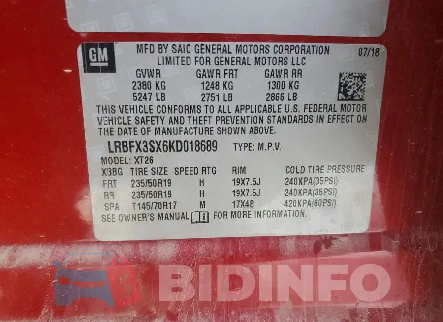 LRBFX3SX6KD018689 Photo# 13