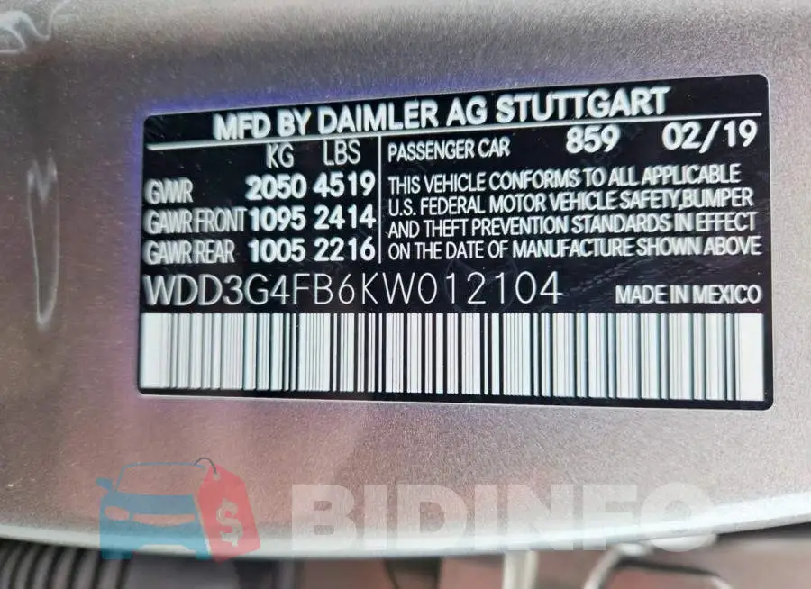 WDD3G4FB6KW012104 Photo# 13