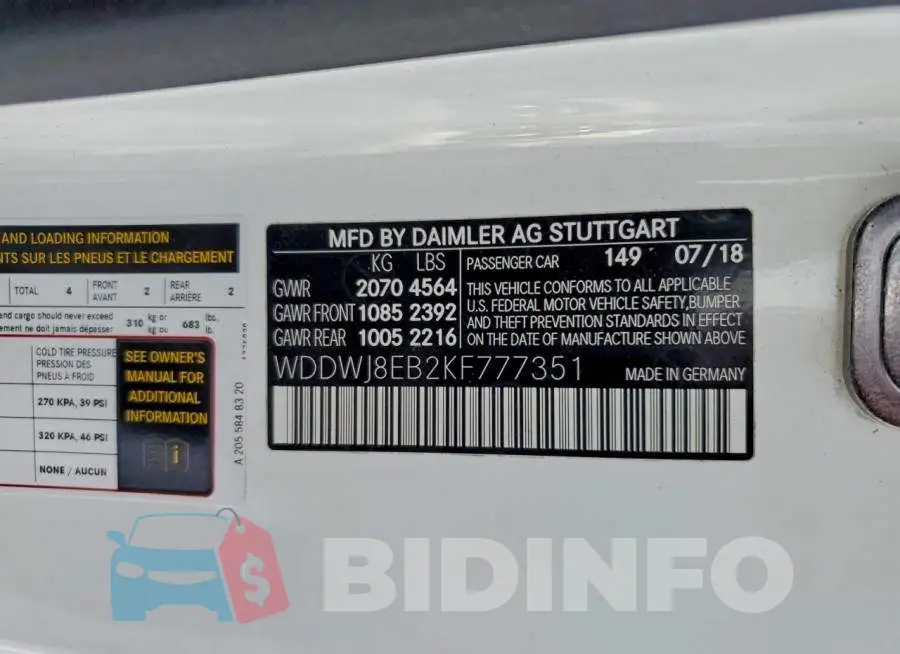 WDDWJ8EB2KF777351 Photo# 12