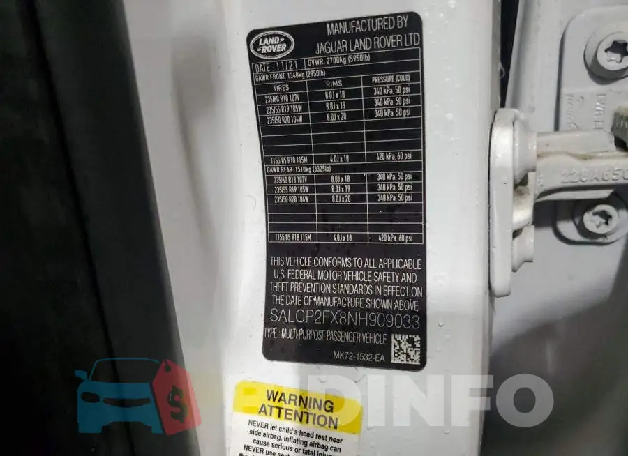 SALCP2FX8NH909033 Photo# 14