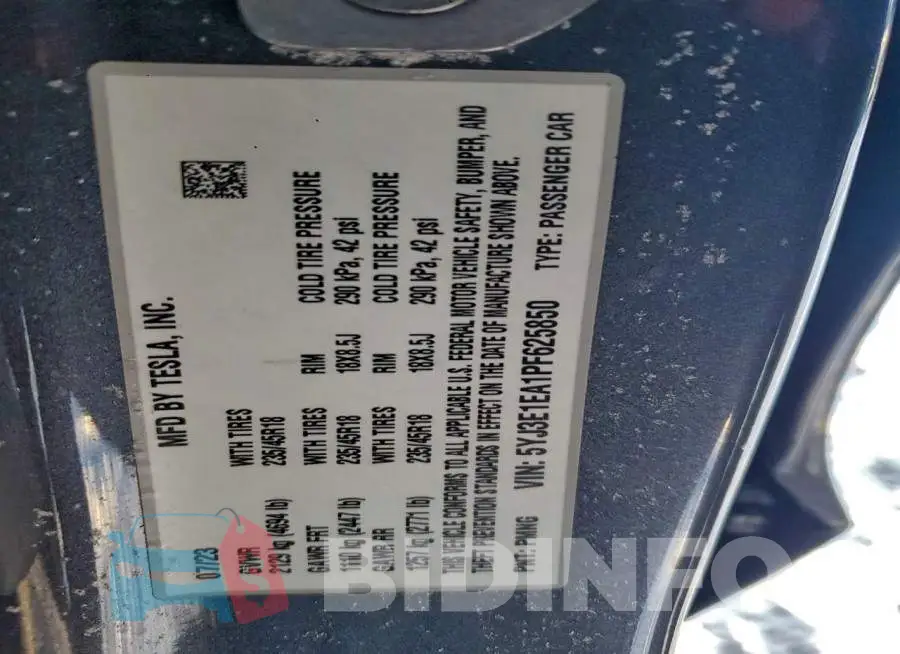 5YJ3E1EA1PF625850 Photo# 12