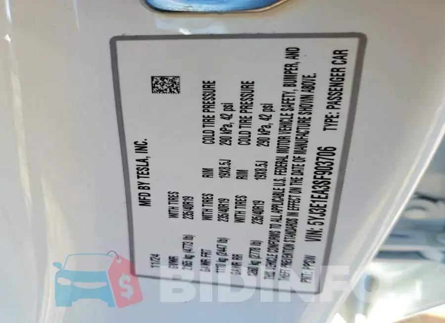 5YJ3E1EA3SF903706 Photo# 12