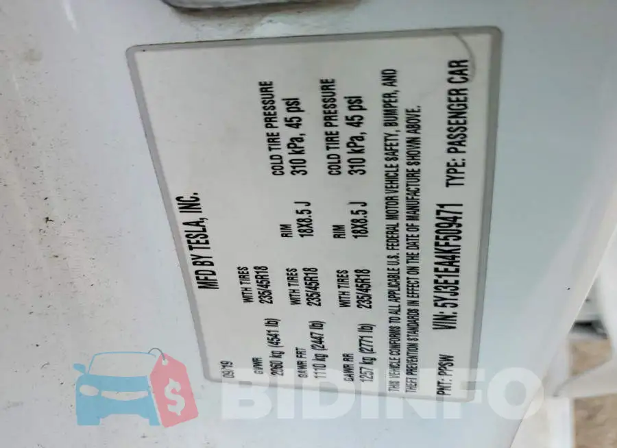 5YJ3E1EA4KF509471 Photo# 12