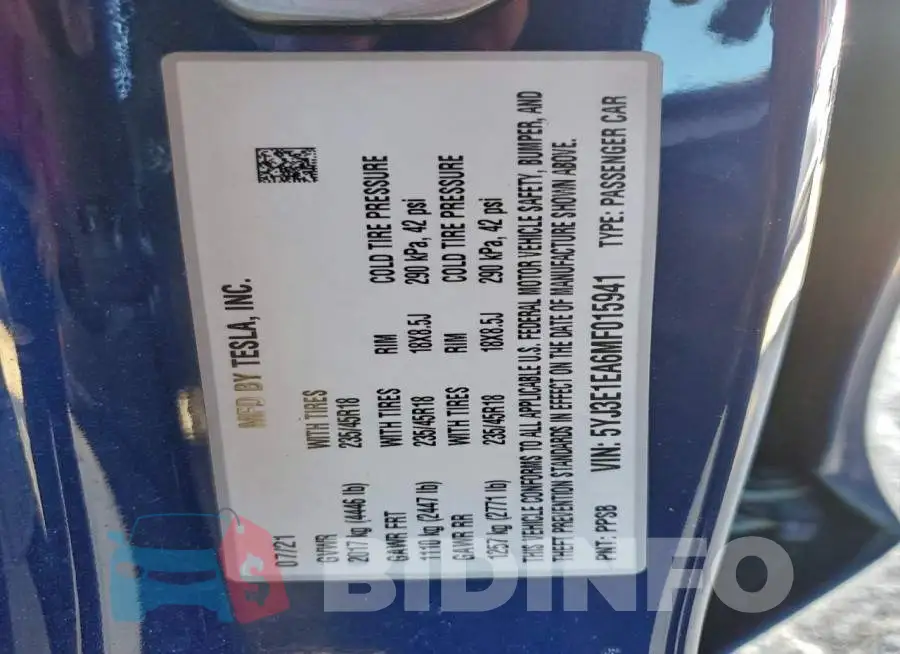5YJ3E1EA6MF015941 Photo# 13