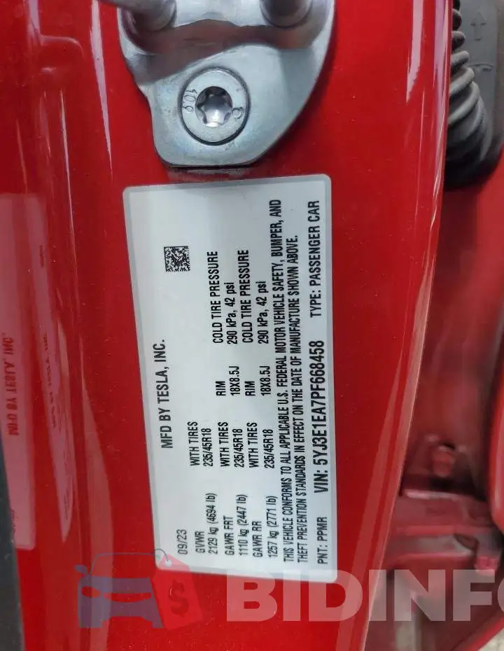 5YJ3E1EA7PF668458 Photo# 12