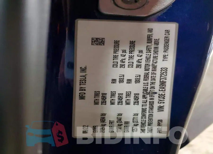 5YJ3E1EA9NF372533 Photo# 12