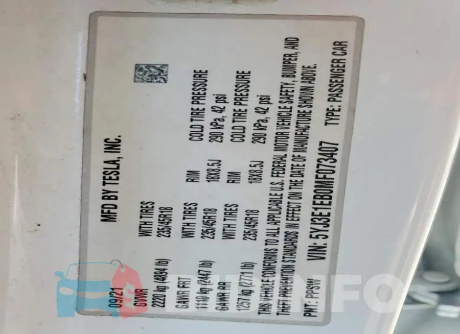 5YJ3E1EB0MF073407 Photo# 13