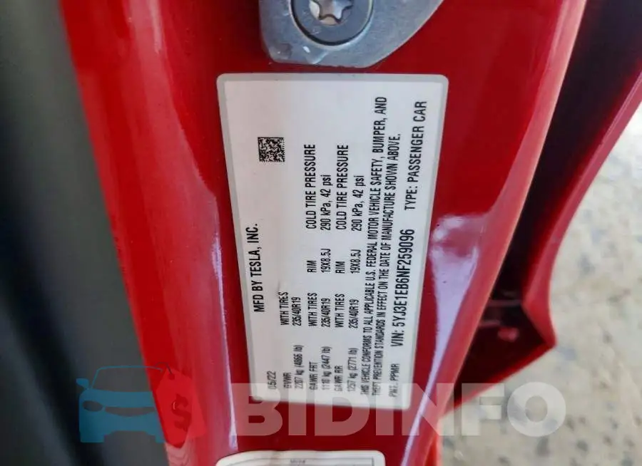 5YJ3E1EB6NF259096 Photo# 12