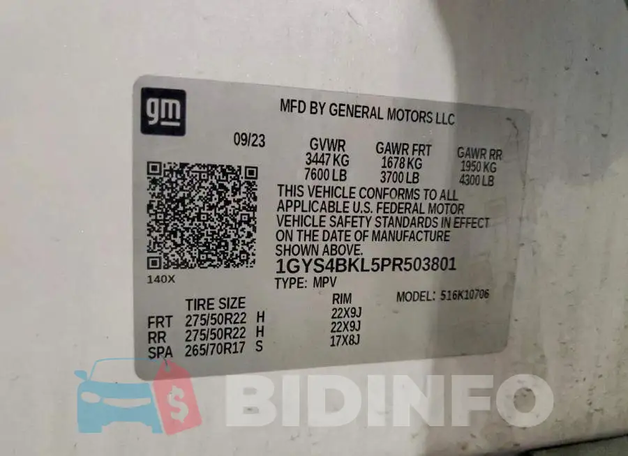 1GYS4BKL5PR503801 Photo# 13