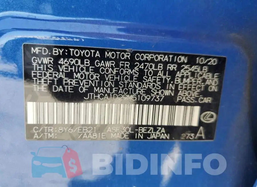 JTHCA1D29M5109737 Photo# 12