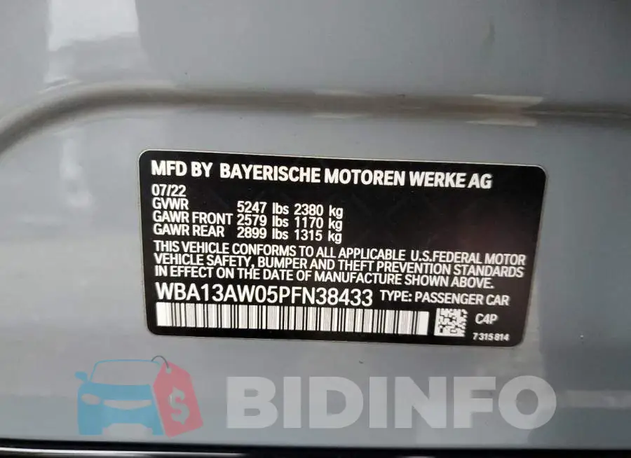 WBA13AW05PFN38433 Photo# 12