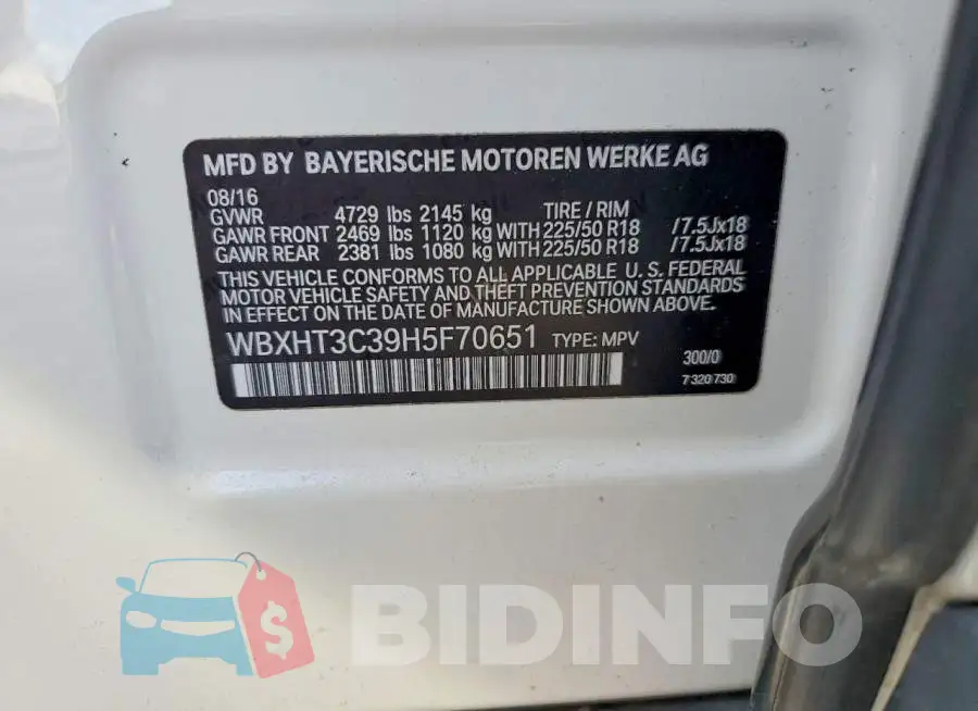 WBXHT3C39H5F70651 Photo# 14