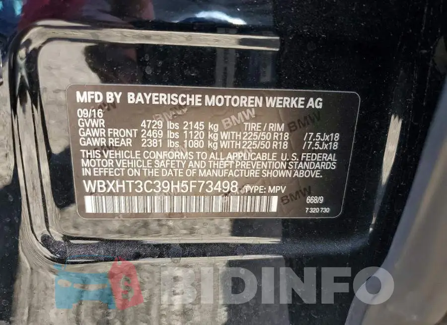 WBXHT3C39H5F73498 Photo# 13