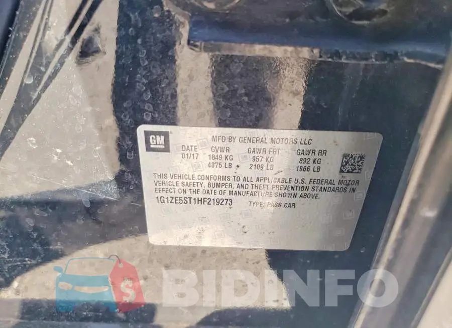 1G1ZE5ST1HF219273 Photo# 12