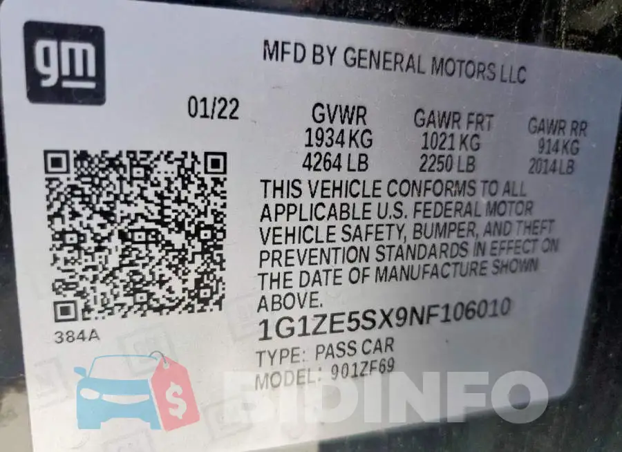 1G1ZE5SX9NF106010 Photo# 12
