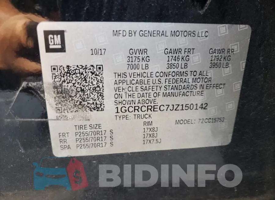 1GCRCREC7JZ150142 Photo# 12