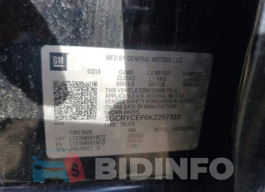 1GCRYCEF0KZ297333 Photo# 12