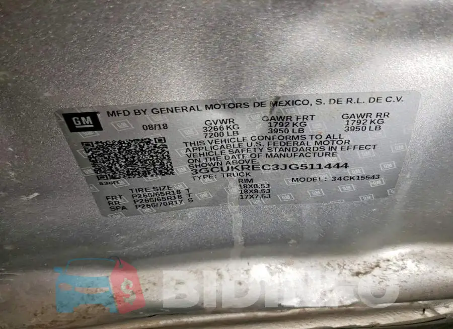 3GCUKREC3JG511444 Photo# 12