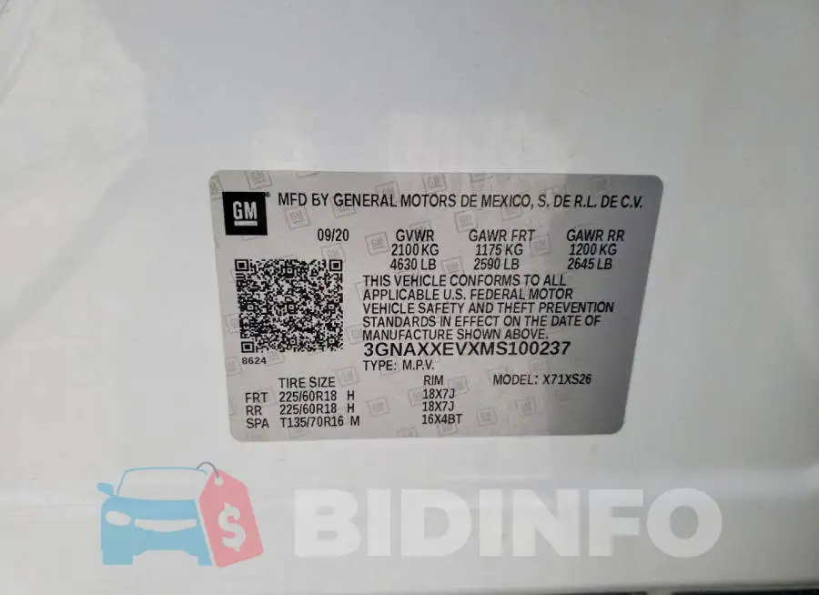 3GNAXXEVXMS100237 Photo# 13