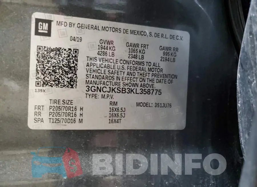 3GNCJKSB3KL358775 Photo# 12