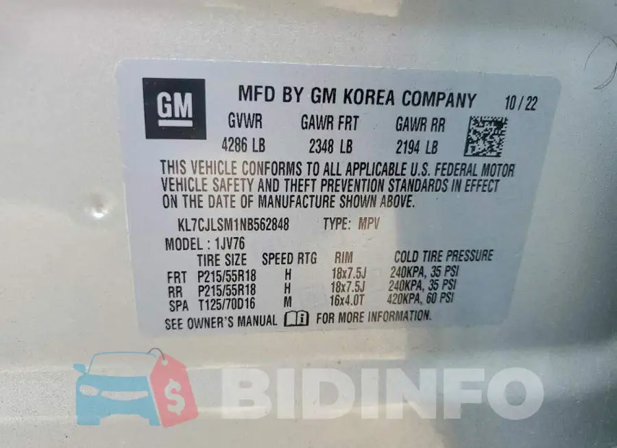 KL7CJLSM1NB562848 Photo# 13