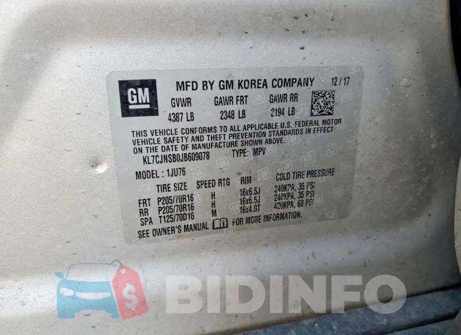 KL7CJNSB0JB609078 Photo# 13