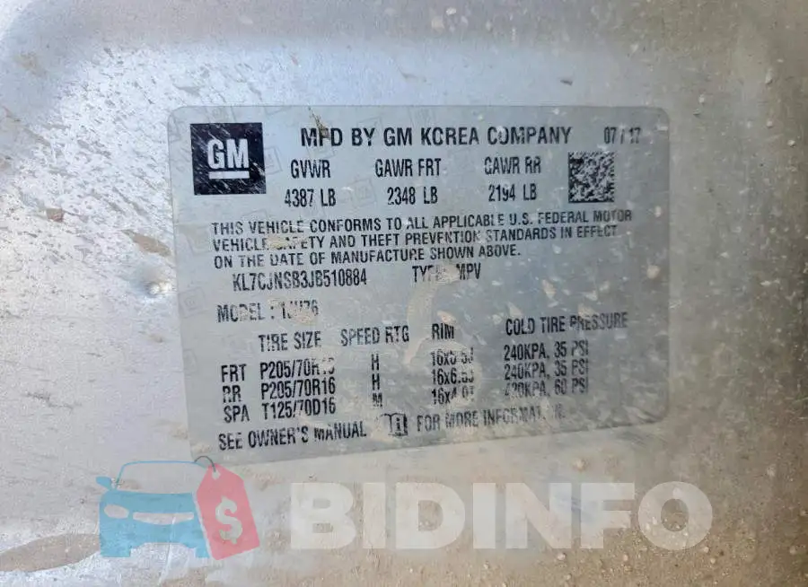 KL7CJNSB3JB510884 Photo# 14