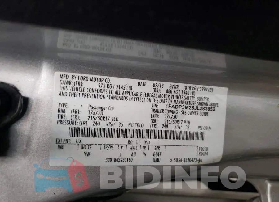 1FADP3M25JL283852 Photo# 12