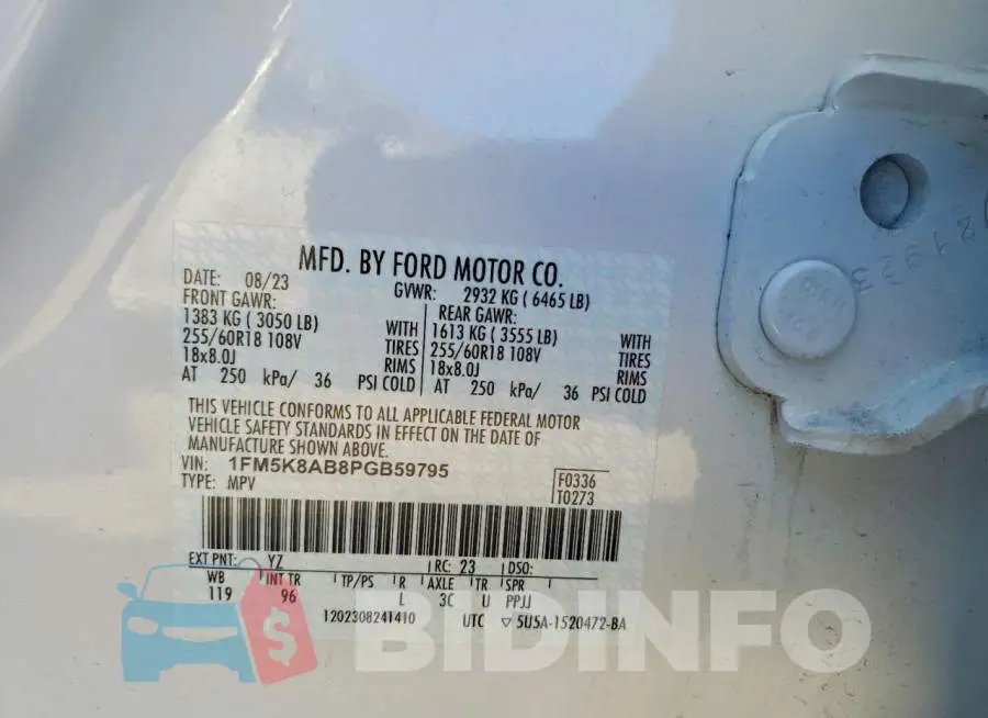 1FM5K8AB8PGB59795 Photo# 13