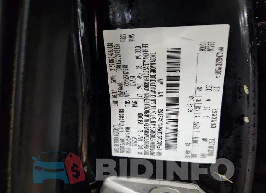 1FMCU9GD5HUD52182 Photo# 13