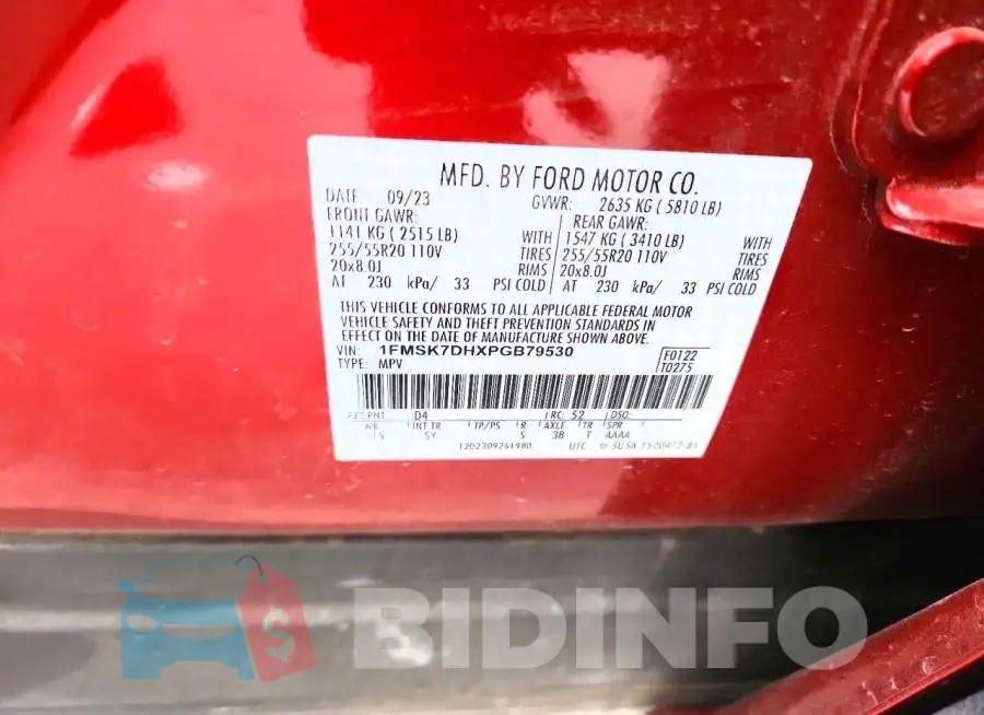 1FMSK7DHXPGB79530 Photo# 13